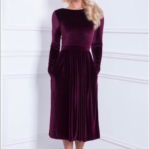 Dark Burgundy Velvet Midi Dress